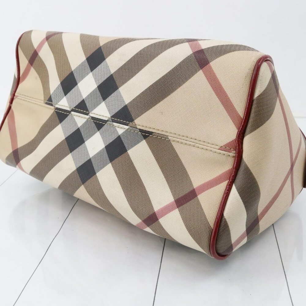 Burberry Haymarket Check Handbag – Red Patent Trim - Picture 6 of 14